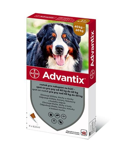 E-shop Advantix spot-on 4 x 6,0ml pipeta proti blchám a kliešťom pre psy od 40 do 60kg