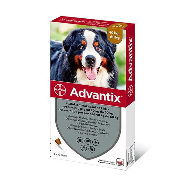 Advantix spot-on 4 x 6,0ml pipeta proti blchám a kliešťom pre psy od 40 do 60kg