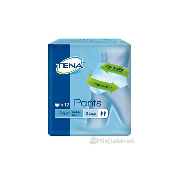 TENA PANTS PLUS EXTRA LARGE NEW naťahovacie absorpčné nohavičky savosť 1440ml, boky 120-160cm, 12ks