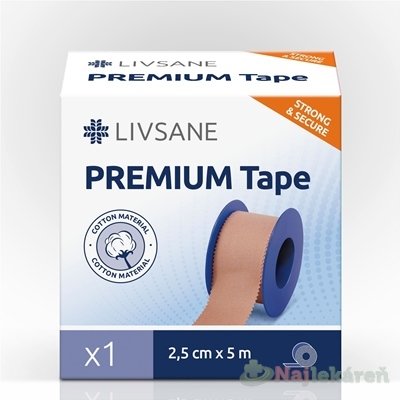 E-shop LIVSANE Fixačná páska PREMIUM 2,5cm x 5m, béžová, cievka, 1 ks