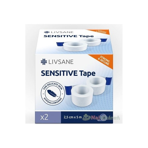 LIVSANE Fixačná páska SENSITIVE 2,5cm x 5m, cievka, 2 ks