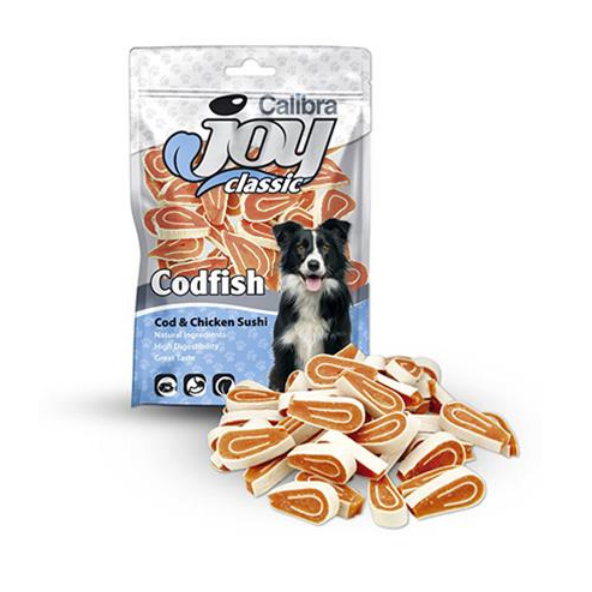 Maškrta CALIBRA Joy suši z kuraťa a tresky pre psy 80g