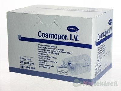 E-shop COSMOPOR I.V. obväz na fixáciu kanýl sterilný (6x8cm) 50ks