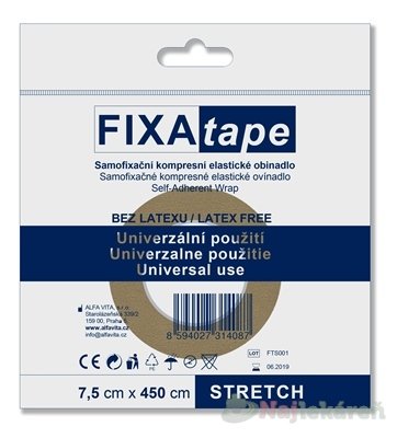 E-shop FIXAtape samofixačné elastické ovínadlo STRETCH kompresné, bez latexu (7,5cmx450cm) 1ks