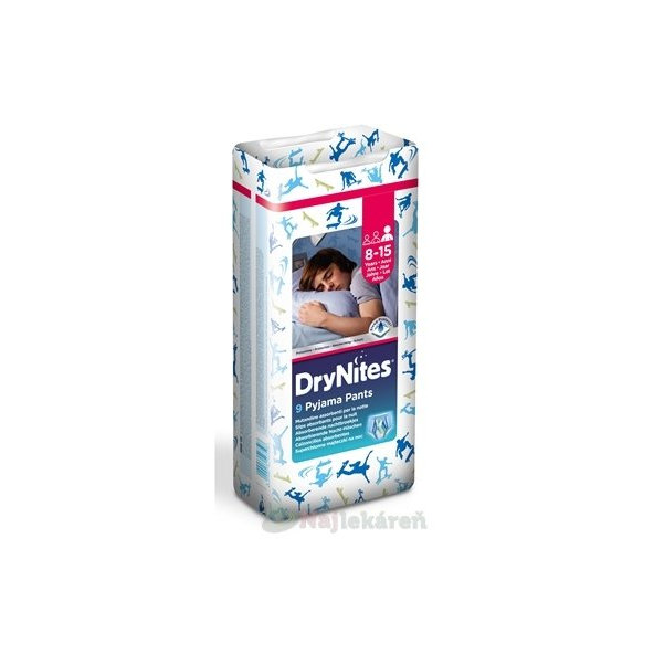 HUGGIES DRY NITES LARGE plienkové nohavičky PRE CHLAPCOV (8-15 rokov), 9ks