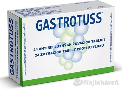 E-shop Gastrotuss, antirefluxné žuvacie tablety, 24 ks