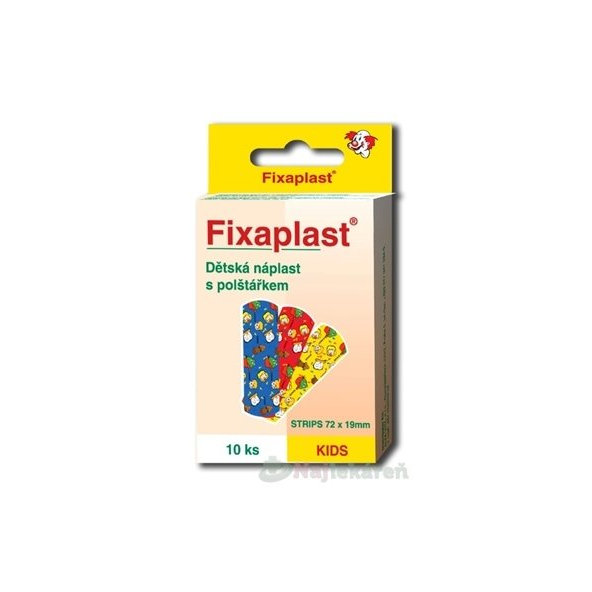 FIXAplast KIDS Detská náplasť strip s vankúšikom 72x19mm, 10ks