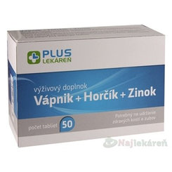 PLUS LEKÁREŇ Vápnik + Horčík + Zinok 50ks