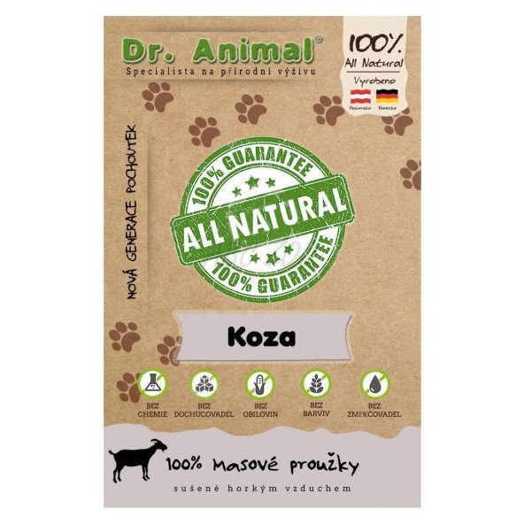 Maškrta Dr. Animal kozie mäsové prúžky 80g