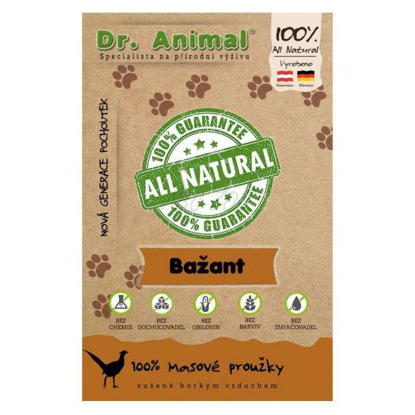 Maškrta Dr. Animal bažantie mäsové prúžky 80g