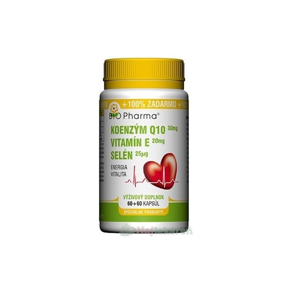 BIO Pharma Koenzým Q10 30mg+Vit.E20mg+Selén 25μg 120cps