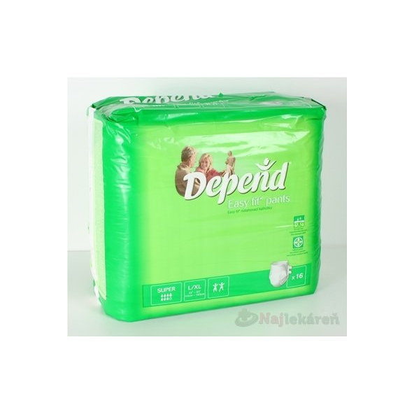 DEPEND EASY FIT SUPER L/XL, naťahovacie a plienkové  nohavičky 16ks