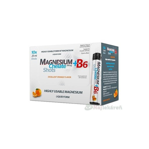 SALUTEM MAGNESIUM Chelate + B6 orange, ampulky na pitie, 10x25 ml