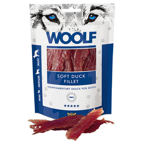 Maškrta Woolf kačací mäkký filet pre psy 100g