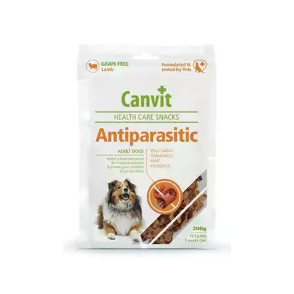 Maškrta Canvit Health Care antiparazitický snack pre psy 200g