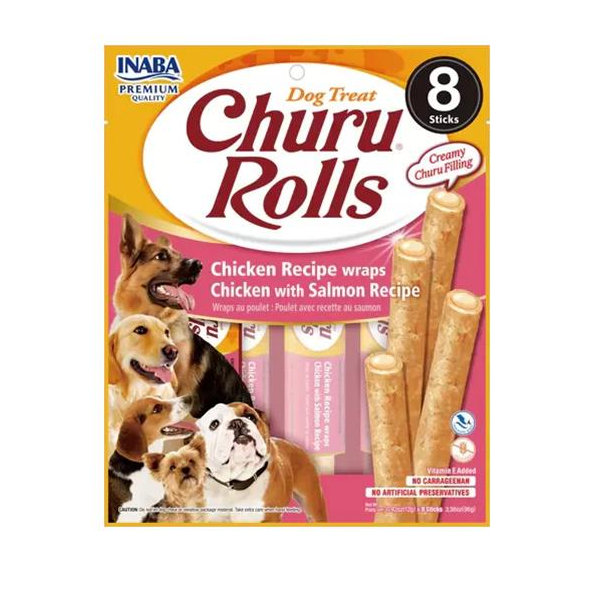 Maškrta Inaba Churu Rolls pre psy Kura s lososom 6x8ks 576g