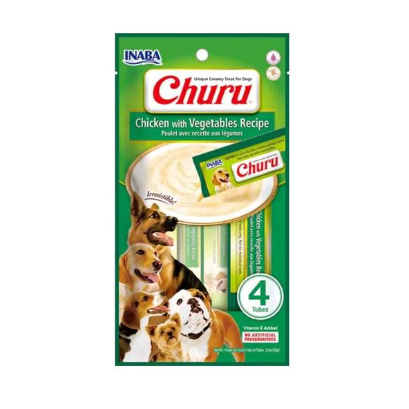 Maškrta Inaba Churu Pyré pre psy Kura so zeleninou 12x4tuby 672g