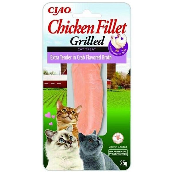 Maškrta Inaba Churu Grilled cat Kura extra krehký v krabom vývare 12ks 180g