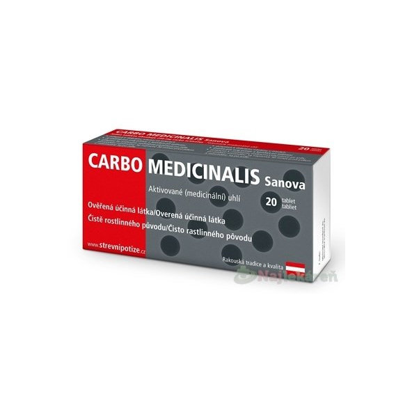 CARBO Medicinalis Sanova na trávenie 20 tabliet