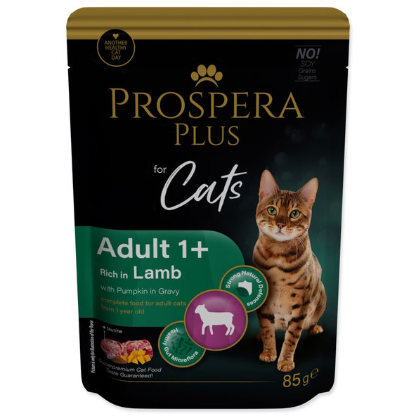 Prospera Plus Adult 1+ kapsička pre mačky jahňa tekvica 28 x 85 g