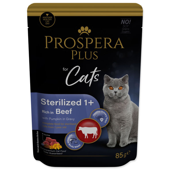 Prospera Plus Sterilized 1+ Cat kapsička hovädzie tekvica 28 x 85 g