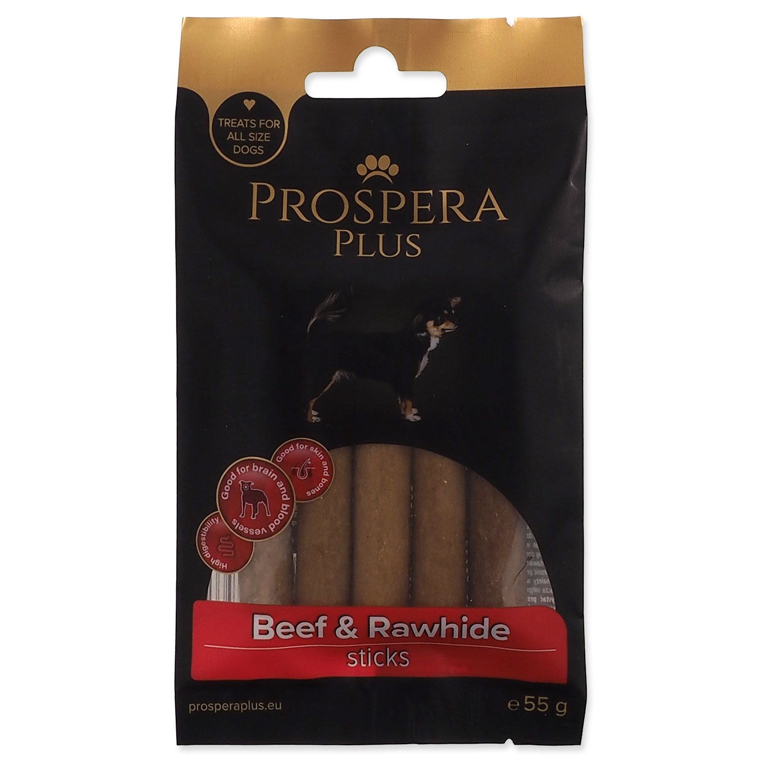 Prospera Plus tyčinka hovädzie a surová koža 5 ks 7,5 cm