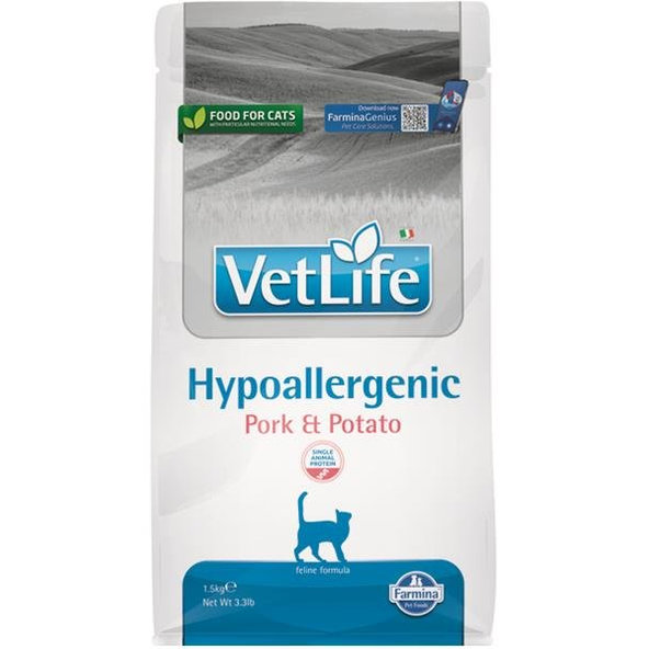 Farmina Vet Life cat hypoallergenic, pork & potato granule pre mačky 1,5kg