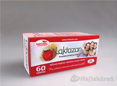 E-shop LAKTAZAN tablety, enzým laktáza s príchuťou jahody 60 tbl