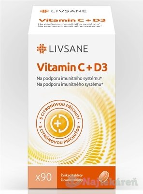 E-shop LIVSANE Vitamín C + D3 žuvacie tablety 90 ks