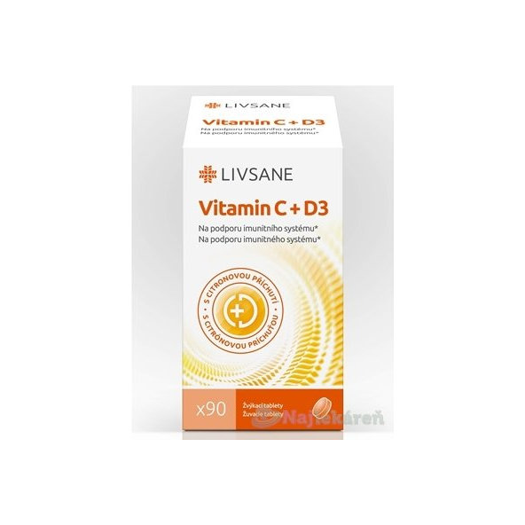 LIVSANE Vitamín C + D3 žuvacie tablety 90 ks