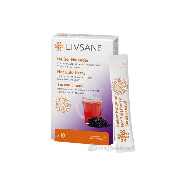 LIVSANE Horúci nápoj z čiernej bazy, prášok na prípravu nápoja, 10 vrecúšok