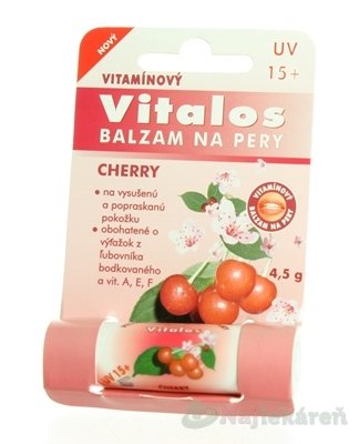 E-shop VITALOS Balzam na pery cherry SPF 15, vitamínový 1 ks