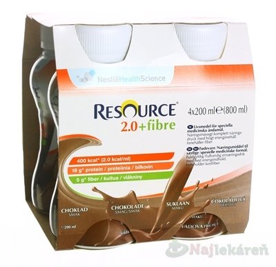 E-shop RESOURCE 2,0+ Fibre Čokoládová príchuť 4x200 ml