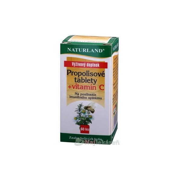 NATURLAND PROPOLISOVÉ TABLETY + VITAMÍN C, 60 tbl