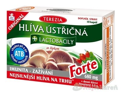 E-shop TEREZIA Hlíva ustricovitá + lactobacily so šípkami, FORTE, kapsuly 10 ks