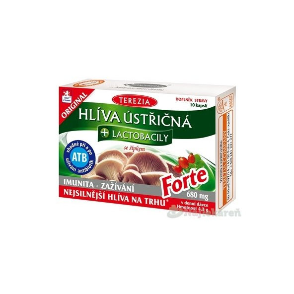 TEREZIA Hlíva ustricovitá + lactobacily so šípkami, FORTE, kapsuly 10 ks