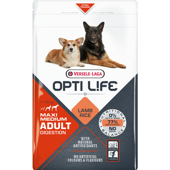 Versele Laga Opti Life dog Adult Digestion Medium & Maxi 12,5kg