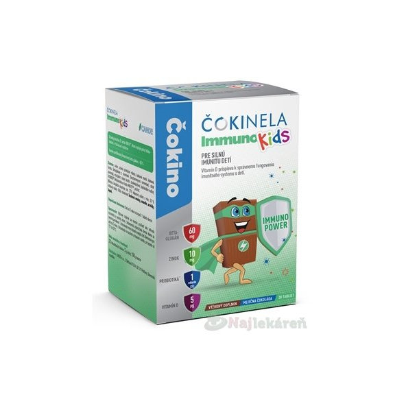 ČOKINELA Immuno Kids, čokoládové tabličky, 20 ks