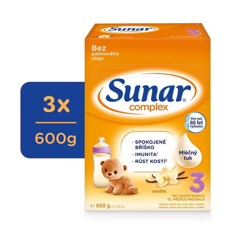 E-shop 3x SUNAR Complex 3 Mlieko batoľacie vanilka 600 g