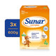 3x SUNAR Complex 4 Mlieko dojčenské 600 g