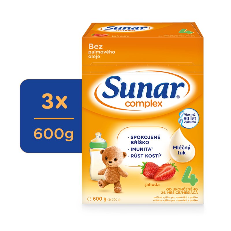 E-shop 3x SUNAR Complex 4 Mlieko dojčenské jahoda 600 g