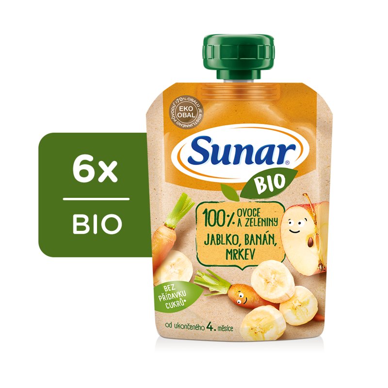 E-shop 6x SUNAR BIO kapsička Jablko, banán, mrkev 100 g