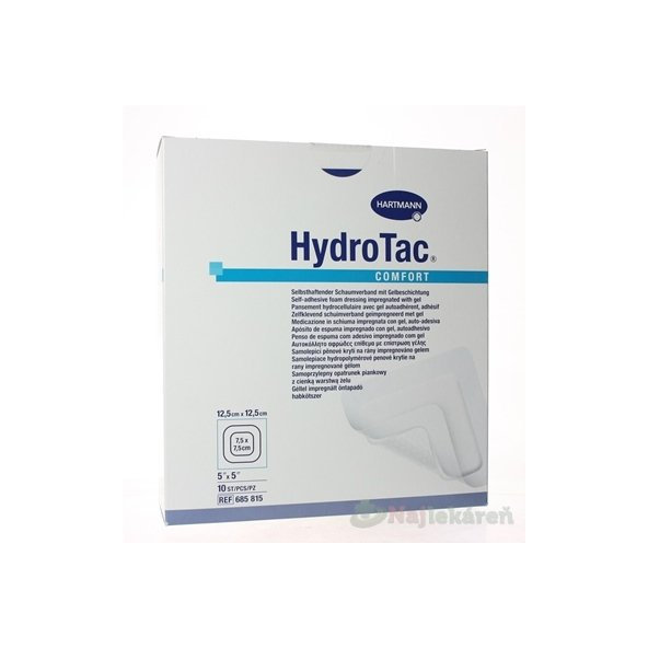 HydroTac Comfort krytie impregnované gélom, samolepiace (12,5x12,5cm) 10ks