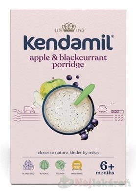 E-shop KENDAMIL Mliečna kaša s jablkom a čiernymi ríbezľami (od ukonč. 6. mesiaca) 150 g