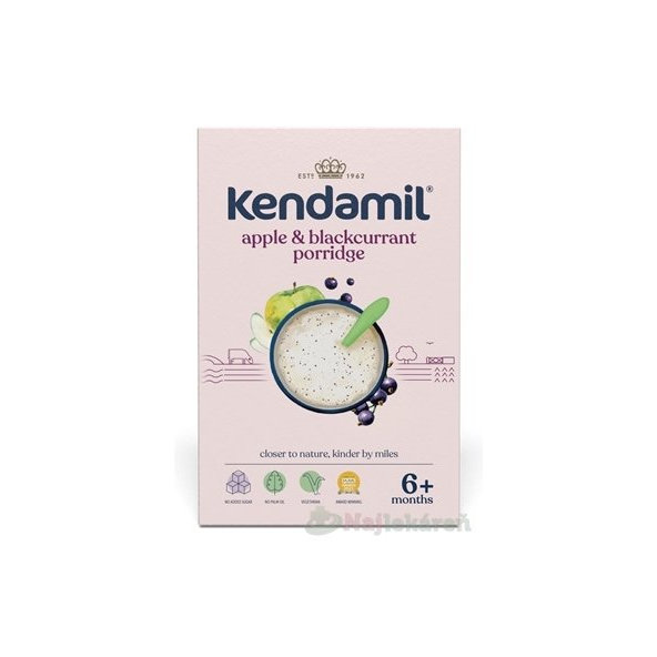 KENDAMIL Mliečna kaša s jablkom a čiernymi ríbezľami (od ukonč. 6. mesiaca) 150 g