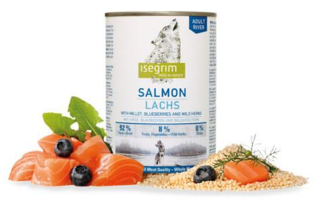 E-shop ISEGRIM dog Adult Salmon with Millet, Blueberries & Wild Herbs konzervy pre psy 6x800g