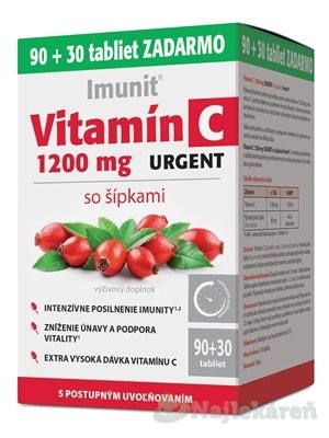E-shop Vitamín C 1200 mg URGENT so šípkami, 90+30 tbl ZADARMO