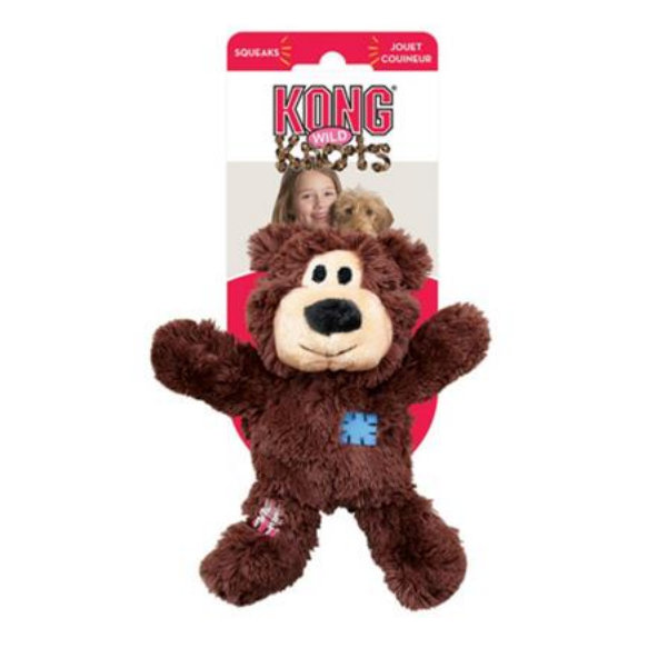 Hračka Kong Dog Wild Knots Preťahovadlo Medvedík s pískatkom, polyester, M/L