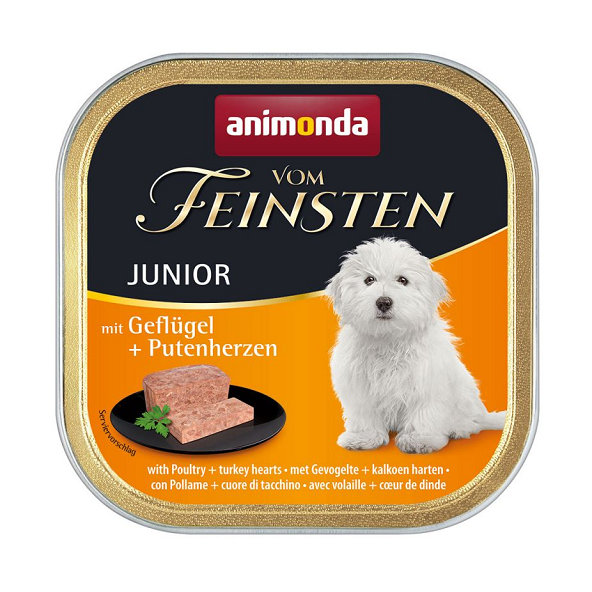 Animonda Vom Feinsten dog JUNIOR hydina a morčacie srdiečka 11 x 150g