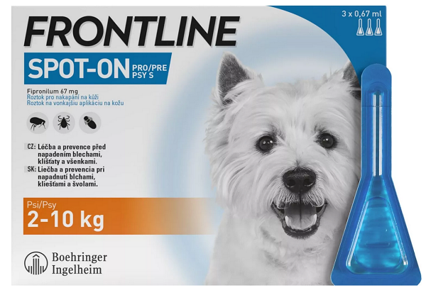 E-shop Frontline spot-on dog S pipety proti blchám a kliešťom pre psy 3 x 0,67ml